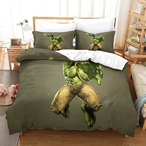 KUFRY Hulk Bettbezug 135x200 cm Bettwäsche Set Mit Bettbezüge and Kissenbezüge Weicher Hypoallergenic Mikrofaser Bettwäsche-Sets mit Reißverschluss und Kissenbezug von KUFRY