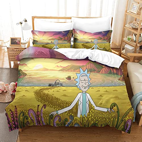 KUFRY Rick and Morty Bettwäsche 3D Bettbezug 135x200 cm Bettwäsche Set Mit Kissenbezüge und Reissverschluss Bequem Modisch Mikrofaser Bettbezug für Erwachsene Kind Junge Mädchen von KUFRY