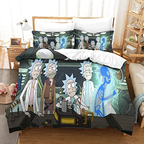 KUFRY Rick and Morty Bettwäsche 3D Bettbezug 135x200 cm Bettwäsche Set Mit Kissenbezüge und Reissverschluss Bequem Modisch Mikrofaser Bettbezug für Erwachsene Kind Junge Mädchen von KUFRY