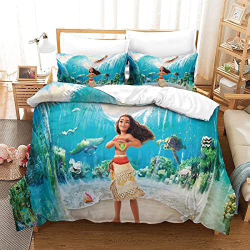 Moana Bettwäsche Set Moana Muster Bettbezug 135x200 cm Mit Kopfkissenbezüge Und Reißverschluss Schlafkomfort Weiche Mikrofaser Bettbezüge für Erwachsene Kind von KUFRY