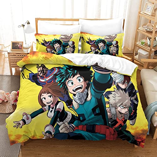 My Hero Academia Bettbezug 135x200 cm Bettwäsche Set Mit Bettbezüge and Kissenbezüge Weicher Hypoallergenic Mikrofaser Bettwäsche-Sets mit Reißverschluss und Kissenbezug von KUFRY