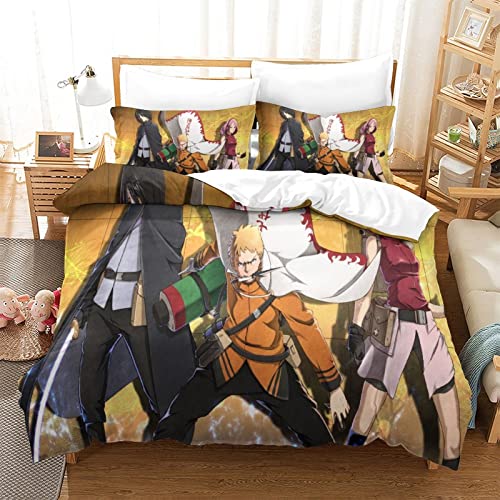 Naruto Bettbezüge 3D Bettbezug 135x200 cm Bettwäsche Set 135x200 cm Mit Kissenbezug Und Reißverschluss Weiche Bequem Hypoallergenic Mikrofaser Bettbezüge für Erwachsene Kind von KUFRY