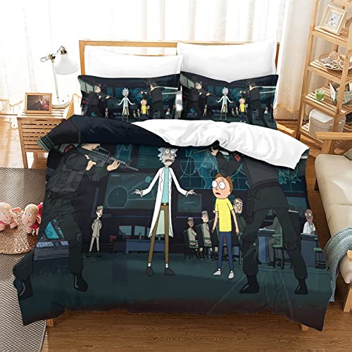 Rick And Morty Bettwäsche Mit Bettbezug And Kopfkissenbezüge Bettwäsche Set 200x200 cm Bettbezüge Weicher Hypoallergenic Mikrofaser Bettwäsche fürs bett Garnitur mit Reissverschluss und Kissenbezug von KUFRY