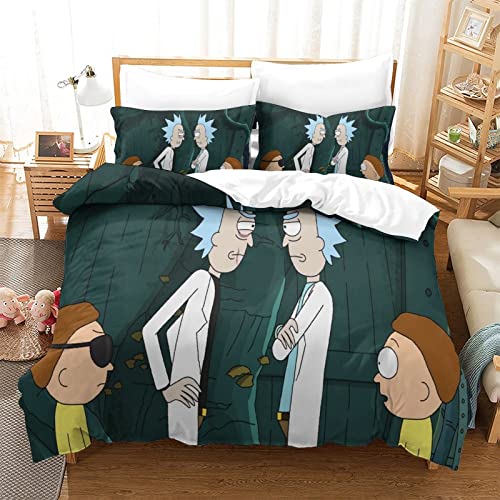 Rick and Morty Bettwäsche Set Rick and Morty Muster Bettbezug 135x200 cm Mit Kopfkissenbezüge Und Reißverschluss Schlafkomfort Weiche Mikrofaser Bettbezüge für Erwachsene Kind von KUFRY