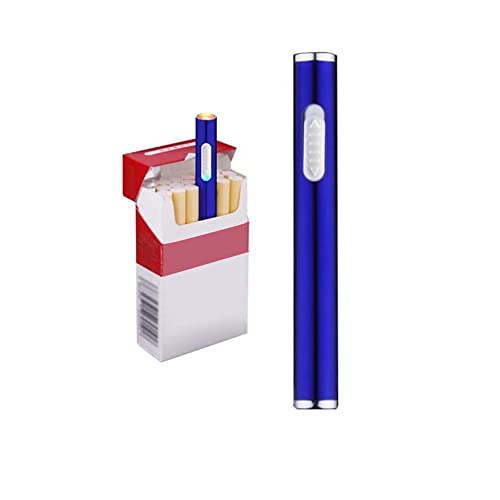 Feuerzeug USB Feuerzeuge Wiederaufladbar Winddicht Flammenlos Elektrisch Schlank Klein Tragbar Zigarette Feuerzeug (Blau) von KUGUAN