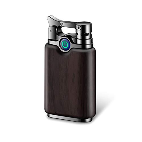 KUGUAN Dual Arc Lighter Wiederaufladbare Flammenlose Winddichte Tragbare Double Arc Feuerzeug Sandelholz Zigarette Zigarre Plasma Feuerzeug (Ebony) von KUGUAN