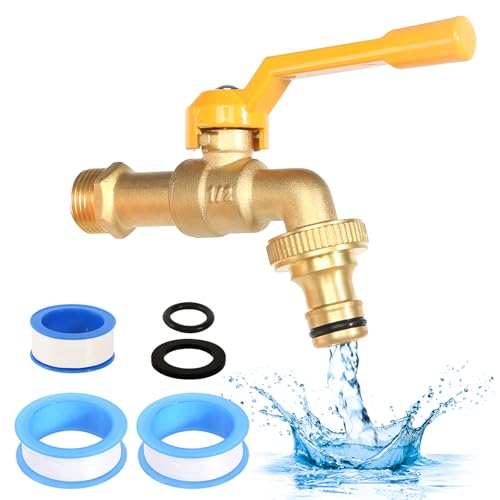 1/2 Zoll Wasserhahn Garten, Wasserhahn aus Messing, Hitzebeständig Frostsicher Messing Kugelhahn IBC Auslaufhahn Außenwasserhahn mit Schlauchanschlüsse für Garten Waschmaschine Regentonne 1/2 Zoll Wasserhahn Garten, Wasserhahn aus Messing, Hitzebeständig Frostsicher Messing Kugelhahn IBC Auslaufhahn Außenwasserhahn mit Schlauchanschlüsse für Garten Waschmaschine Regentonne von KUHAWL