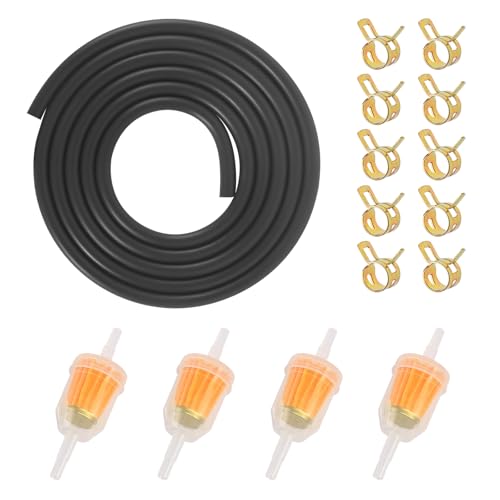 Benzinschlauch Kit, Kraftstofffilter Diesel, Benzinfilter mit 3m Benzinschlauch + 4 Filtern + 10 Schlauchschellen Benzinfilter Moped Inline Kraftstofffilter Set für Auto Motorrad Roller von KUHAWL