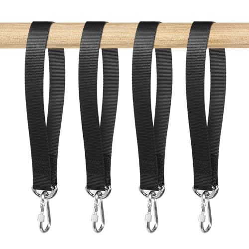 KUHAWL 4 Stück Schaukel Befestigung, 50 cm x 25 mm Hängematte Befestigung, Hängematte Gurte mit 4 Schwerlast Karabinern und D Ringen Baumschaukel Gurte für Indoor Outdoor Schaukel Hängematten von KUHAWL