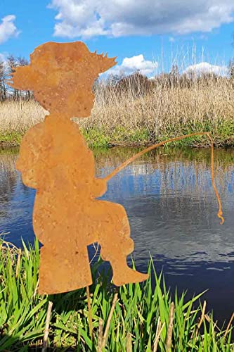 KUHEIGA Gartenstecker Edelrost Junge sitzend mit Angel Rost Höhe: 40cm Gartenfigur Gartendeko KUHEIGA Gartenstecker Edelrost Junge sitzend mit Angel Rost Höhe: 40cm Gartenfigur Gartendeko von KUHEIGA