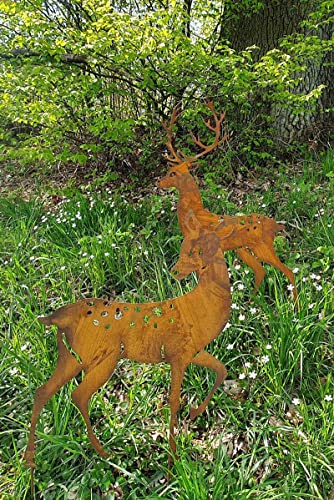 KUHEIGA 2er Set Gartenstecker REH + Hirsch Tier Metall Rost Höhe: 82, 100cm Gartenfigur Gartendeko KUHEIGA 2er Set Gartenstecker REH + Hirsch Tier Metall Rost Höhe: 82, 100cm Gartenfigur Gartendeko von KUHEIGA