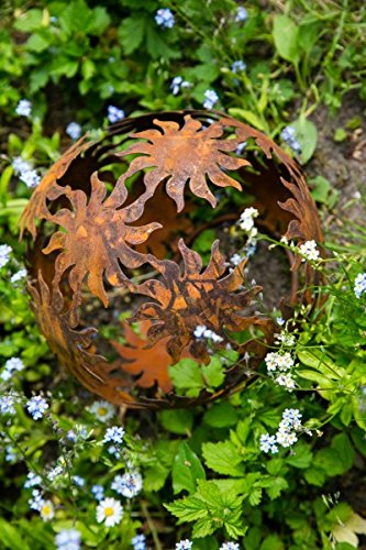 Dekokugel, Rost Ø 22cm Sonne Deko-Kugel Gartenkugel Edelrost Kugel von KUHEIGA