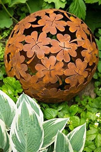 Dekokugel, Rost Ø 35cm Blume Deko-Kugel Gartenkugel Edelrost Kugel von KUHEIGA