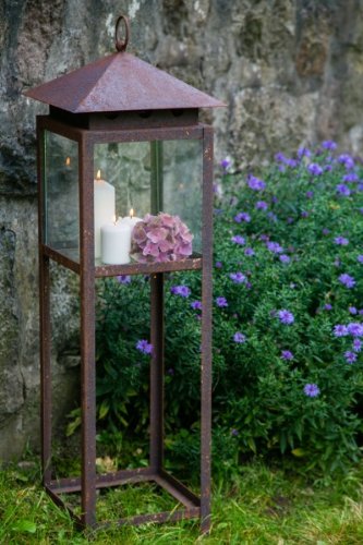 KUHEIGA Große Laterne/Metalllaterne in Rost, Höhe 100cm von KUHEIGA