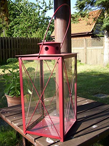 KUHEIGA NEU Stabile Stalllaterne Laterne Höhe 73cm Rot/Dunkelrot von KUHEIGA