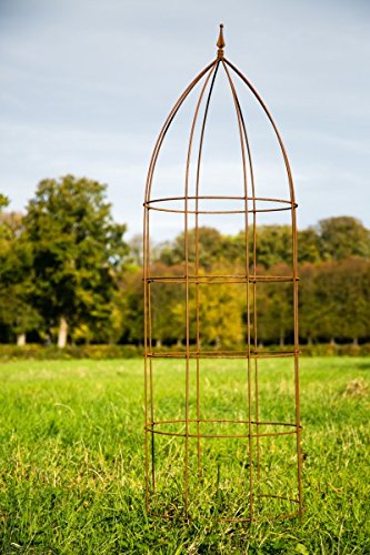 KUHEIGA Rankgerüst Ø: 60cm, Rost, H: 200cm Blumenhilfe zweiteilig Obelisk Rankgitter von KUHEIGA