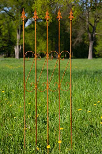 Rankgitter aus Metall 163cm x 47cm Roheisen/Rost Rankgerüst Beetzaun von KUHEIGA