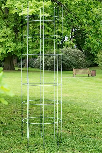 KUHEIGA Rankhilfe Metall Ø 60cm H: 200cm Zink Rankhilfe Rankgitter Obelisk Rankgerüst von KUHEIGA