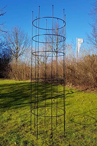 KUHEIGA Rankhilfe Metall Ø 60cm H: 200cm schwarz Rankhilfe Rankgitter Obelisk Rankgerüst von KUHEIGA