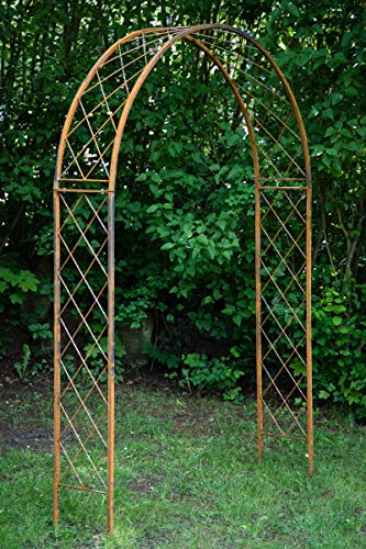 KUHEIGA Rostiger Rosenbogen Metall, B:150cm / H:230cm,/ Tiefe 34cm Rankbogen Rost, Metall-Bogen von KUHEIGA