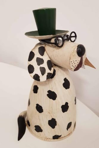 KUHEIGA Zaunhocker Metall, Dekofigur Hund handbemalt Zaunfiguren Zauntiere Pfostenhocker von KUHEIGA