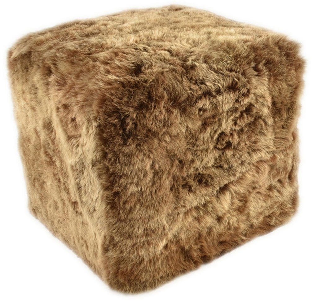 KUHFELL online & NOMAD Hocker Hocker Ottomane Sitzwürfel Pouf echtes Lammfell 40x40x40 cm kurzwollig, Einzelstück, Naturprodukt, Weich, Schmutzabweisend, Pflegeleicht von KUHFELL online & NOMAD