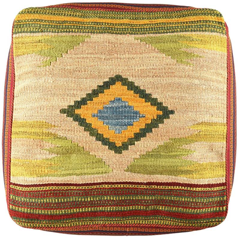 KUHFELL online & NOMAD Pouf ORIENT KELIM POUF SITZKISSEN BODENKISSEN FUßHOCKER 60 x 60 x 30 cm von KUHFELL online & NOMAD