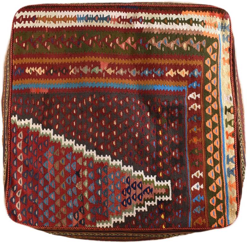 KUHFELL online & NOMAD Pouf ORIENT KELIM POUF SITZKISSEN BODENKISSEN FUßHOCKER 80 x 80 x 30 cm von KUHFELL online & NOMAD