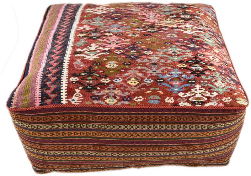 KUHFELL online & NOMAD Pouf ORIENT KELIM POUF SITZKISSEN BODENKISSEN FUßHOCKER 80 x 80 x 30 cm von KUHFELL online & NOMAD
