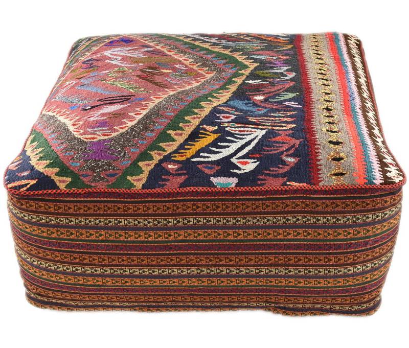 KUHFELL online & NOMAD Pouf ORIENT KELIM POUF SITZKISSEN BODENKISSEN FUßHOCKER 80 x 80 x 30 cm von KUHFELL online & NOMAD