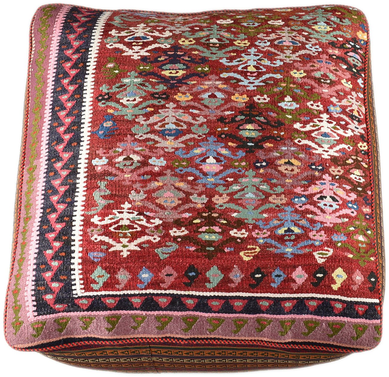 KUHFELL online & NOMAD Pouf ORIENT KELIM POUF SITZKISSEN BODENKISSEN FUßHOCKER 80 x 80 x 30 cm von KUHFELL online & NOMAD