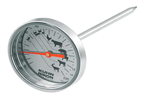 KUHN RIKON 2282 Küchenhelfer Bratenthermometer Edelstahl mit hitzebeständigem Glas, 12 cm, Silber von KUHN RIKON