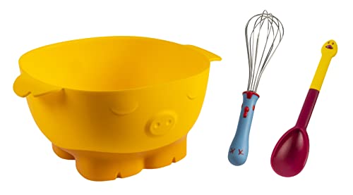 KUHN RIKON Kinderkitchen Mix Set 3 Stk, Rührschüssel, Schwingbesen, Rührlöffel, für Kinder, mit Tier-Motiven von KUHN RIKON