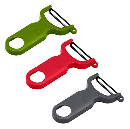 KUHN RIKON Peeler 3er-Set, Grün, Grau und Rot, Edelstahlklinge, Polypropylen, 3-teilig von KUHN RIKON