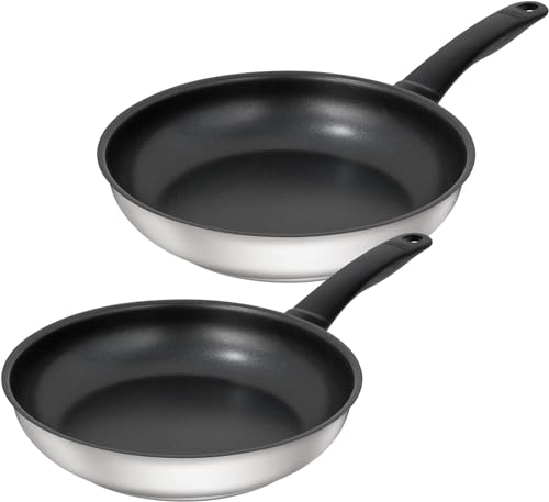 Kuhn Rikon, Set of Classic 24 and 28 cm, Heavy Duty 18/10 Stainless Steel, Non-Stick Coating: 3 Layers with Titanium Particles, The Handle Always Keeps Cold von KUHN RIKON