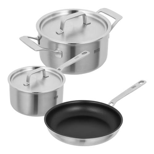 Kuhn Rikon CULINARY FIVEPLY SET · Stielkasserolle 1.7 L + Kochtopf 3.4 L + Bratpfanne Ø 24 cm, Edelstahl von KUHN RIKON