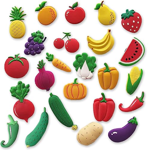Obst Kühlschrankmagnete Gemüse Kühlschrank Magnete Obst Whiteboard Magnetische Aufkleber für Heimdekoration 24 Stück (Obst und Gemüse) von KUHPLOVE