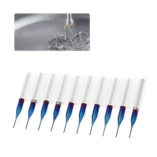 10 St¨¹ck Kegelfr?ser Satz pcb fr?ser Wolframcarbid Schaftfr?ser CNC Fr?ser Hartmetallfr?ser Blue Corn Cutter CNC PCB Gravur Fr?swerkzeug Carving Drill Werkzeuge Fraises en bout avec foret von KUIDAMOS