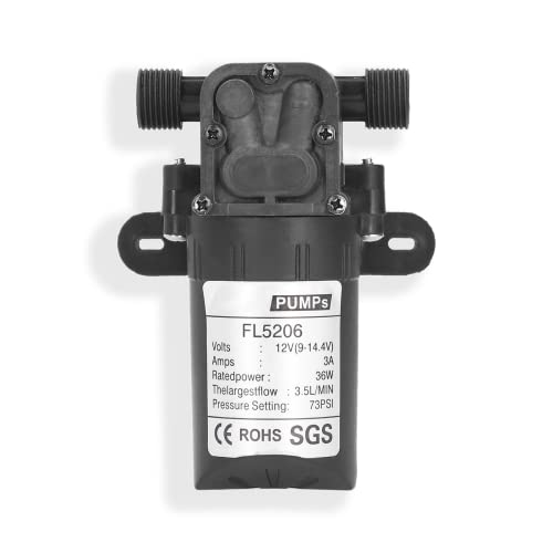 12 Volt Membranpumpe 3.5L/Min, 12V Wasserpumpen 36W Selbstansaugende Pumpe 73PSI DC Membranpumpe Membranwasserpumpe mit G1/2In Anschluss für Sprühfarbe, Keramikindustrie von KUIDAMOS