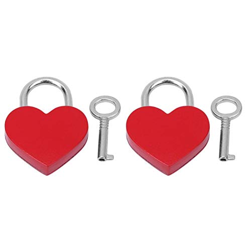 2 Sätze Farbiger Vorhängeschlossschlüssel in Form eines Herzens mit Schlüssel für Mini -Metall -Vorhängeschloss in Form eines Liebesherzes, das sich für Hochzeitsliebhaber verliebt von KUIDAMOS