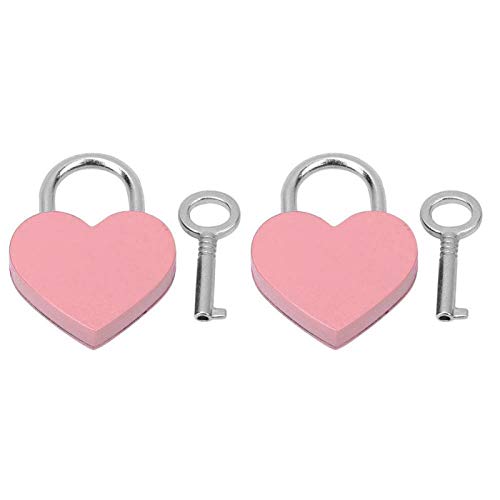 2 Sätze bunte Vorhängeschlösser Schlüsselschloss Herzform Vorhängeschloss mit Schlüssel für Valentinstag Gefälligkeiten 30x39mm(Rosa) von KUIDAMOS