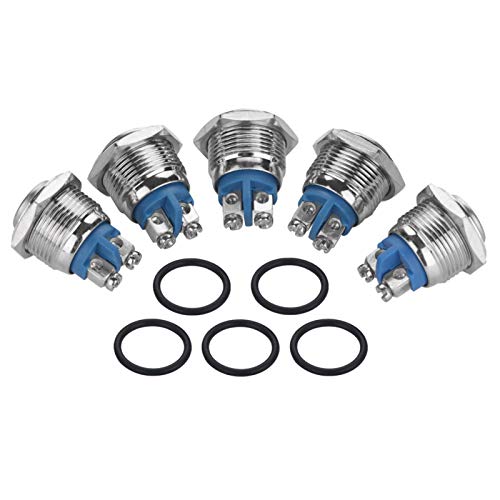 5 Stück/Satz 16mm Metall Wasserdicht 2Pin Mini Druckknopfschalter (konvexer Kopf) lichttaster+19mm taster 230v heschen Druckschalter von KUIDAMOS