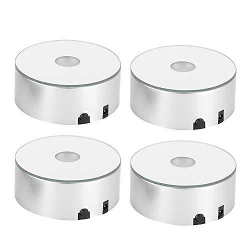 LED-Lichtsockel, Buntes Lichtdisplay mit 3 Zoll Durchmesser Stromversorgung über USB mit 6 Blitzmethoden und 4 LED-Perlen Heimdekorationsbasis Zum Präsentieren Silber LED-Lichtsockel, Buntes Lichtdisplay mit 3 Zoll Durchmesser Stromversorgung über USB mit 6 Blitzmethoden und 4 LED-Perlen Heimdekorationsbasis Zum Präsentieren Silber von KUIDAMOS