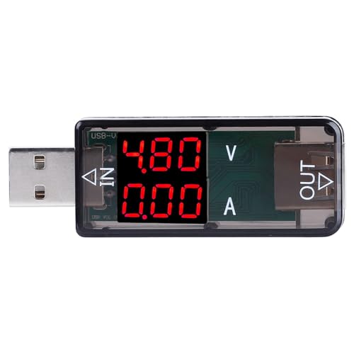 USB-Tester, USB 2.0 USB-Spannungsmesser Großer Betrachtungswinkel Spannungs-Strommesser-Leistungskapazitätsmonitor Für Elektronische Geräte (Schwarz) von KUIDAMOS