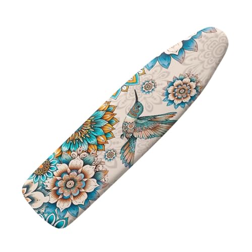 KUIFORTI Kolibri-Lotus-Bügelbrettbezug und Pad mit elastischem Rand, dicke Polsterung, antihaftbeschichtet, fleckenabweisend, Kolibri-Design, Ersatz-Staubschutz, volle Größe von KUIFORTI