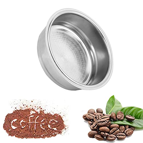 KUIKUI 51mm Filterkorb, 2 Tassen Bodenloser Siebträger, Kaffeefilterkorb Edelstahlsieb, Kaffeemaschine Kaffeefilter Handfilter Silber für Haushalt, Milchteeladen, Bar und Café von KUIKUI