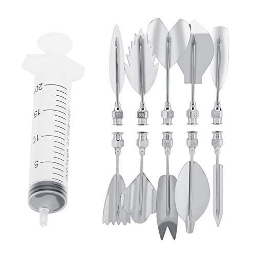 KUIKUI Gelatine Jelly Art Starter Kit, Edelstahl Blumen Blätter 3D Gelee-Art-Tools DIY Nadelspitzen Gebäckwerkzeuge Spritze Kuchendekorationswerkzeug(【35100】M) von KUIKUI