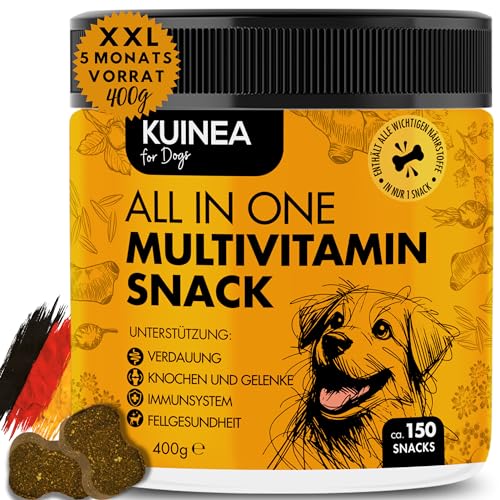 All in one Hundesnack hochkonzentriertes Nahrungsergänzungsmittel Hund - Hunde Vitamine, Hundeleckerli - ca.100 Snacks(400g) Gelenk- & Knochenschutz für Hunde, Hunde Leckerlis, leckerli Hund, leckerli von KUINEA