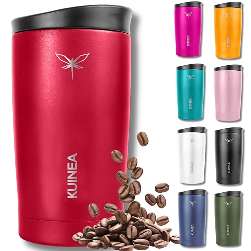 KUINEA Kaffeebecher To Go 350ml [100% auslaufsicher] Edelstahl Thermobecher Kaffee, bis 6h warm, Coffee To Go Becher mit hygienischem Spezial-Verschluss, Travel Mug für Kaffee & Tee, BPA-frei, rot von KUINEA