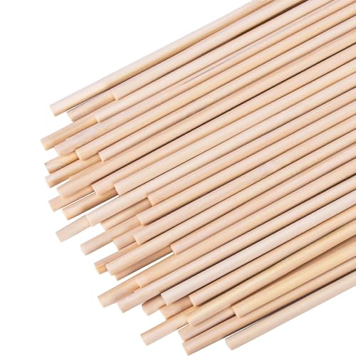 Holzstab, 30 Stück Holzstäbchen Holzstäbe Rundstab Holz Natürlicher Stangen Rundstäbe Holzstange für Basteln Tortenstützen Holzarbeiten Dekorationen DIY (300 mm x 6 mm) von KUIZHEN